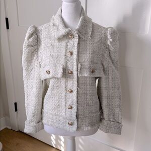 Women's Elegant Cream Tweed Blazer